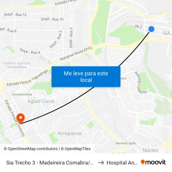 Sia Trecho 3 - Madeireira Comabra/Condor Atacadista to Hospital Anna Nery map