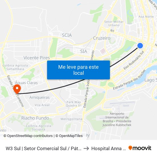 W3 Sul | Setor Comercial Sul (Pátio Brasil) to Hospital Anna Nery map