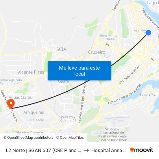 L2 Norte | Sgan 607 (Brasília Medical Center / Cean) to Hospital Anna Nery map