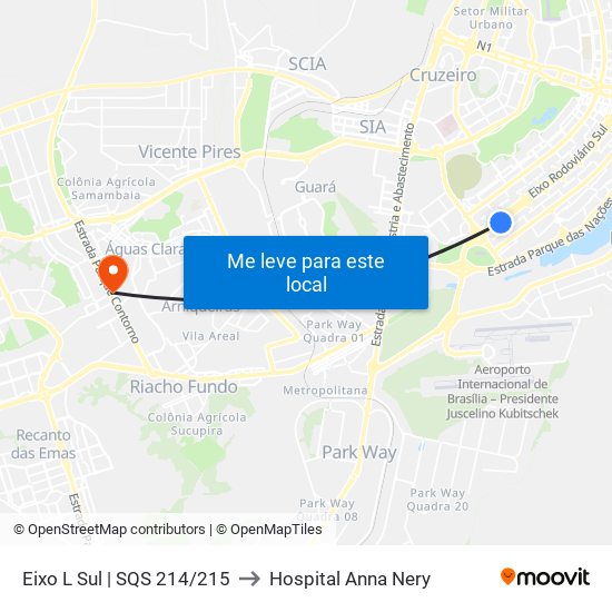 Eixo L Sul | Sqs 214/215 to Hospital Anna Nery map