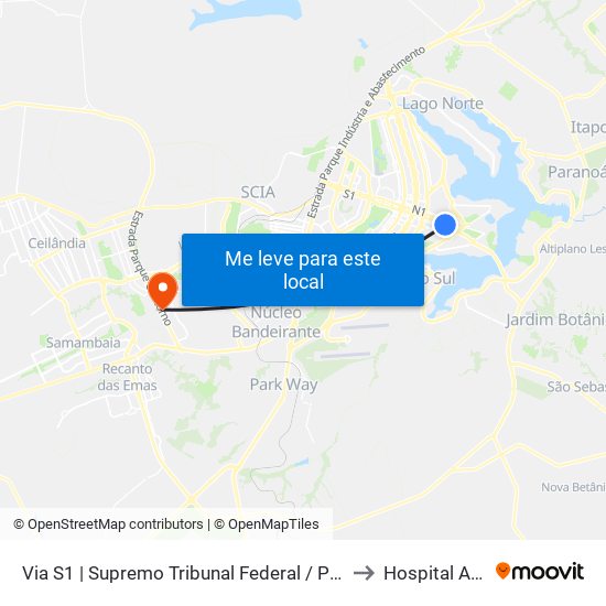 Via S1 | Supremo Tribunal Federal / Praça Dos Três Poderes to Hospital Anna Nery map