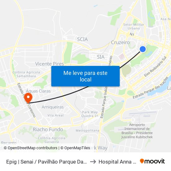 Epig | Senai / Pavilhão Parque Da Cidade to Hospital Anna Nery map