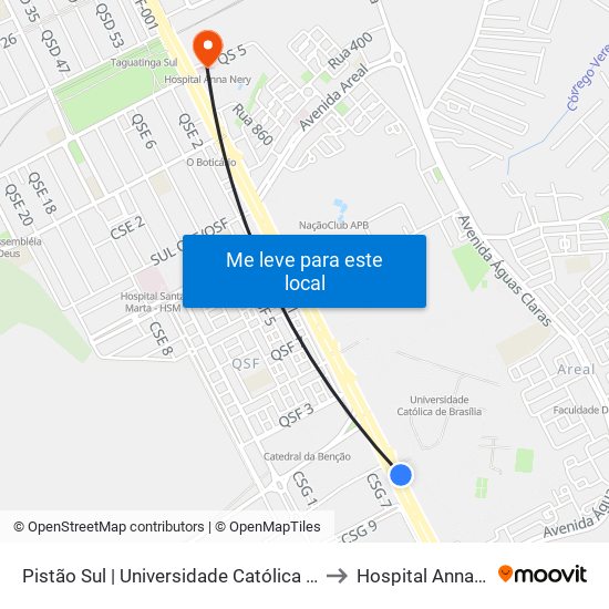 Pistão Sul | Universidade Católica / Estácio to Hospital Anna Nery map