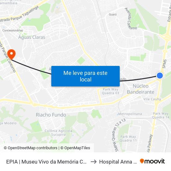 Epia Sul | Museu Vivo Da Memória Candanga to Hospital Anna Nery map