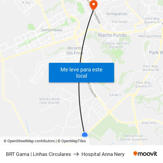 Terminal Brt Gama to Hospital Anna Nery map