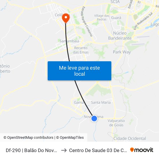 Df-290 | Balão Do Novo Gama to Centro De Saude 03 De Ceilândia map