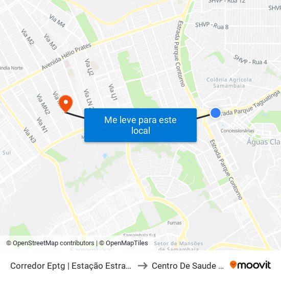 Corredor Eptg | Estação Estrada Parque (Sentido Tag.) to Centro De Saude 03 De Ceilândia map