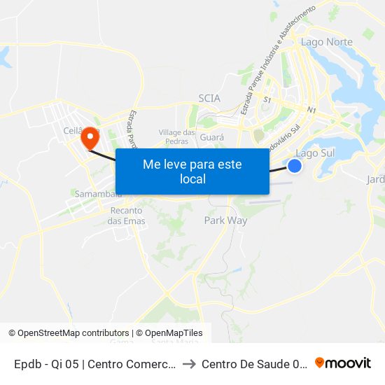Epdb - Qi 05 | Centro Comercial Gilberto Salomão to Centro De Saude 03 De Ceilândia map