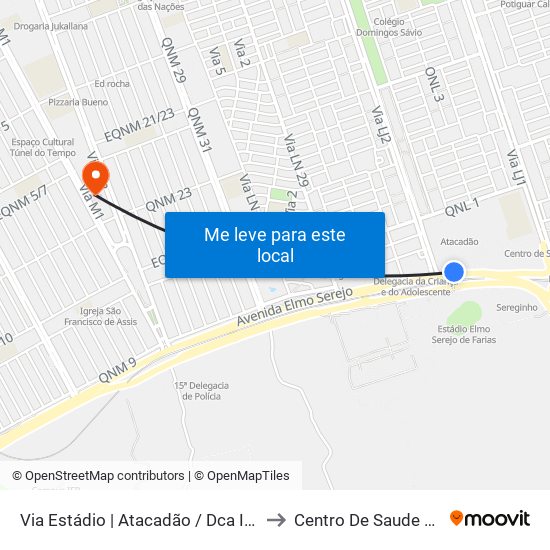 Via Estádio | Atacadão / Dca II / Rodoviária / Estádio to Centro De Saude 03 De Ceilândia map