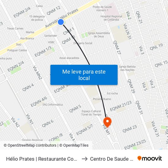 Hélio Prates | Restaurante Comunitário / Feira Central to Centro De Saude 03 De Ceilândia map
