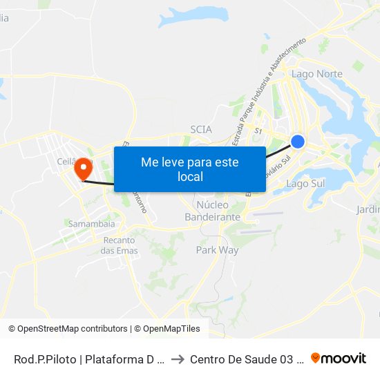 Rod.P.Piloto | Plataforma D (Entorno) to Centro De Saude 03 De Ceilândia map