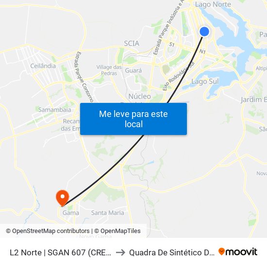 L2 Norte | Sgan 607 (Brasília Medical Center / Cean) to Quadra De Sintético Do Califórnia map