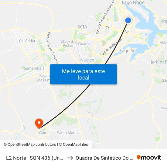 L2 Norte | Sqn 406 (Unb / Odonto Hub) to Quadra De Sintético Do Califórnia map