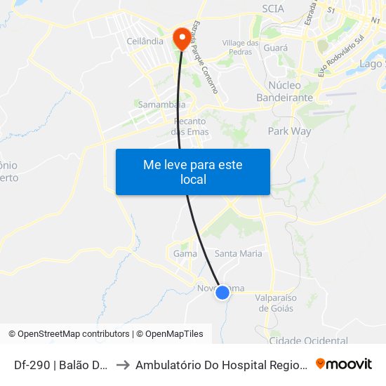 Df-290 | Balão Do Novo Gama to Ambulatório Do Hospital Regional De Taguatinga - Hrt map