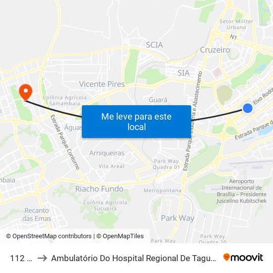 112 Sul to Ambulatório Do Hospital Regional De Taguatinga - Hrt map