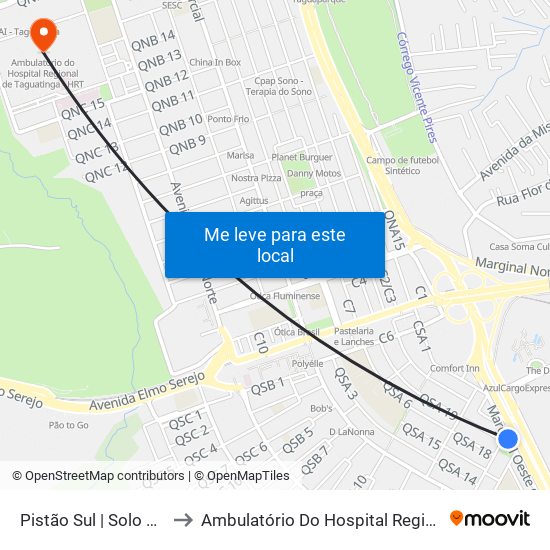 Pistão Sul | Solo Sagrado / Ceub to Ambulatório Do Hospital Regional De Taguatinga - Hrt map