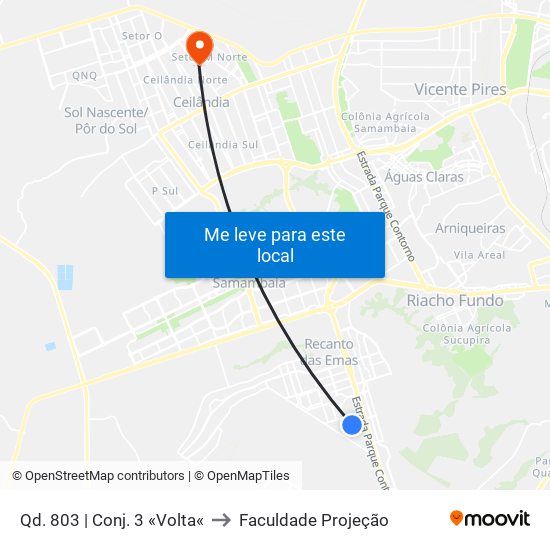 Qd. 803 | Conj. 3 «Volta« to Faculdade Projeção map