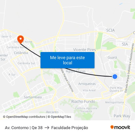 Av. Contorno | Qe 38 to Faculdade Projeção map