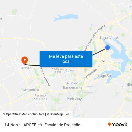 L4 Norte | APCEF to Faculdade Projeção map