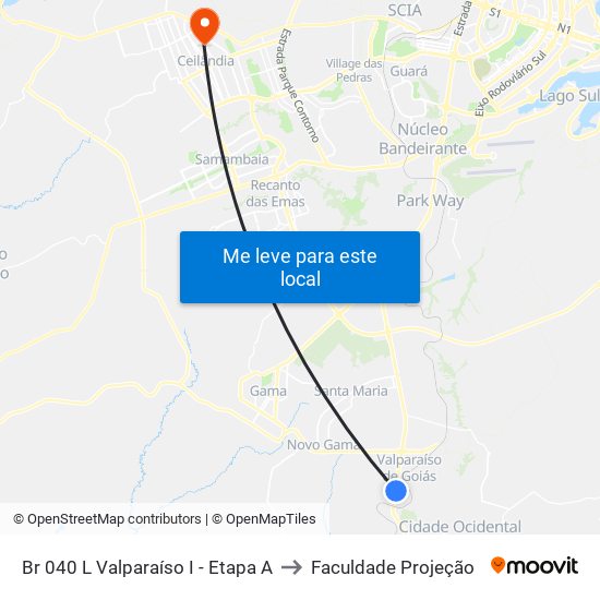 Br 040 L Valparaíso I - Etapa A to Faculdade Projeção map