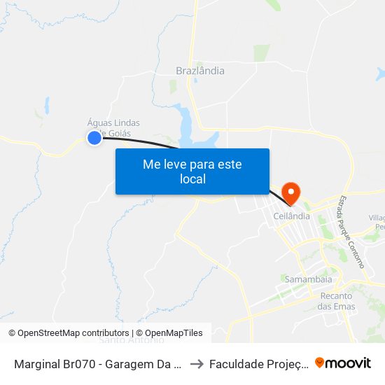 Marginal Br070 - Garagem Da Utb to Faculdade Projeção map