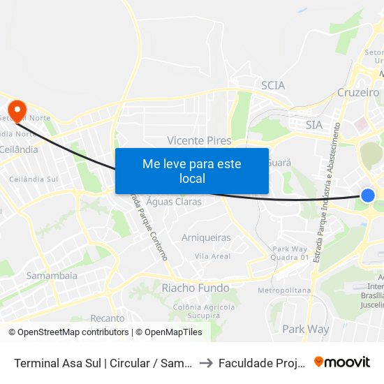 Terminal Asa Sul | Zebrinha / Samambaia to Faculdade Projeção map