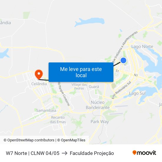 W7 Norte | CLNW 04/05 to Faculdade Projeção map