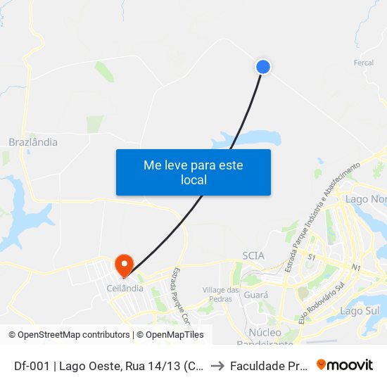 Df-001 | Lago Oeste, Rua 14/13 (Comercial 13) to Faculdade Projeção map