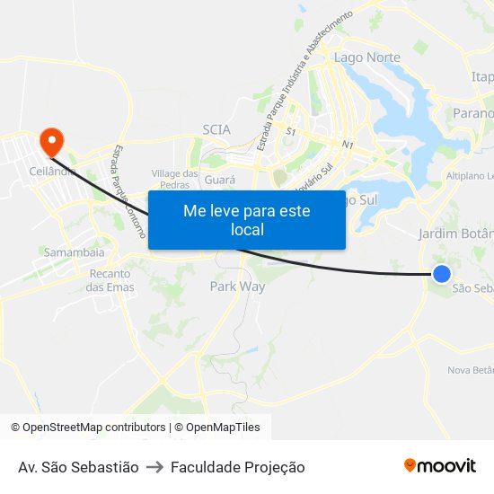 Av. São Sebastião to Faculdade Projeção map