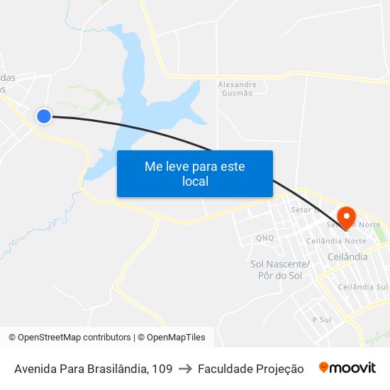 Avenida Para Brasilândia, 109 to Faculdade Projeção map