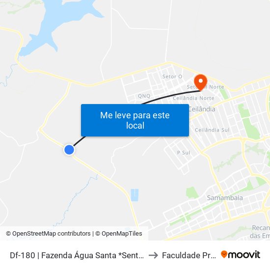 Df-180 | Fazenda Água Santa *Sentido Ceilândia* to Faculdade Projeção map