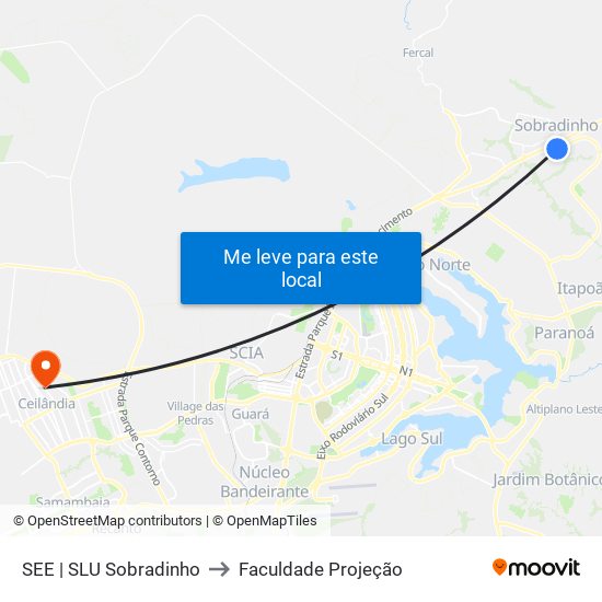 See | Slu Sobradinho to Faculdade Projeção map