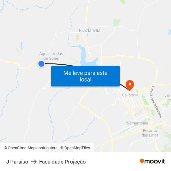 J Paraiso to Faculdade Projeção map