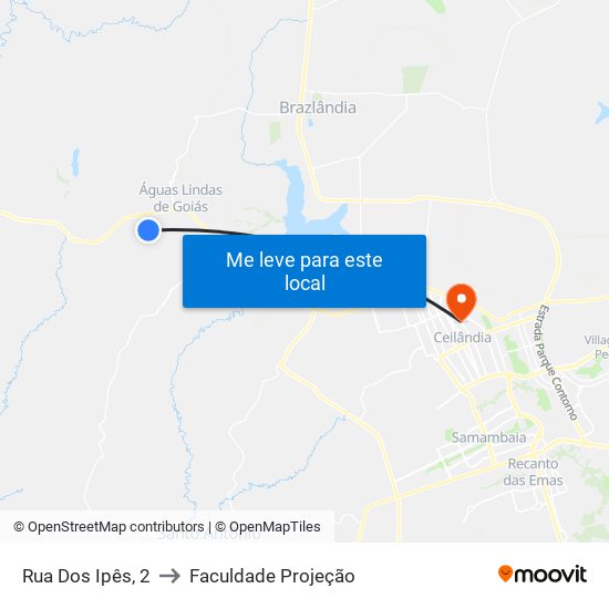 Rua Dos Ipês, 2 to Faculdade Projeção map