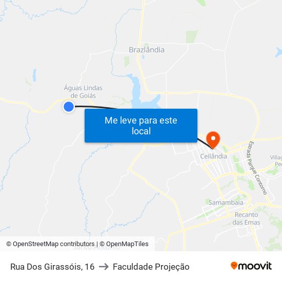 Rua Dos Girassóis, 16 to Faculdade Projeção map