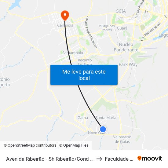 Avenida Ribeirão - Sh Ribeirão/Cond Porto Rico Fase 1 Q J to Faculdade Projeção map