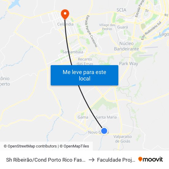 Sh Ribeirão/Cond Porto Rico Fase 3 Q 20 to Faculdade Projeção map