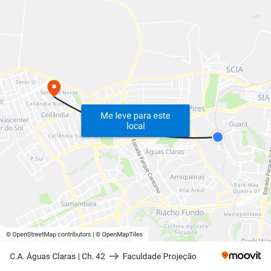 C.A. Águas Claras | Ch. 42 to Faculdade Projeção map