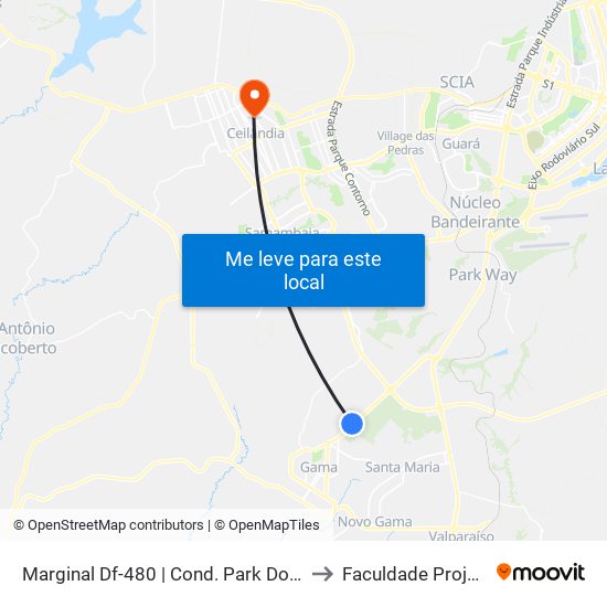 Marginal Df-480 | Cond. Park Do Gama to Faculdade Projeção map
