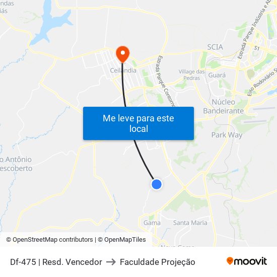 Df-475 | Resd. Vencedor to Faculdade Projeção map