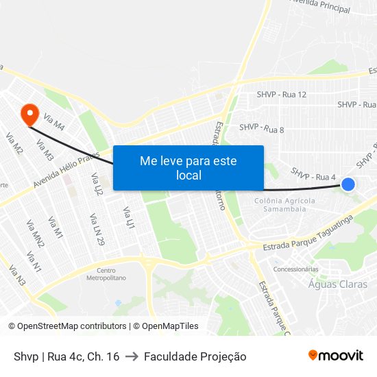 Shvp | Rua 4c, Ch. 16 to Faculdade Projeção map