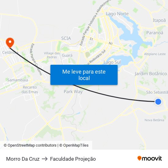 Morro Da Cruz to Faculdade Projeção map