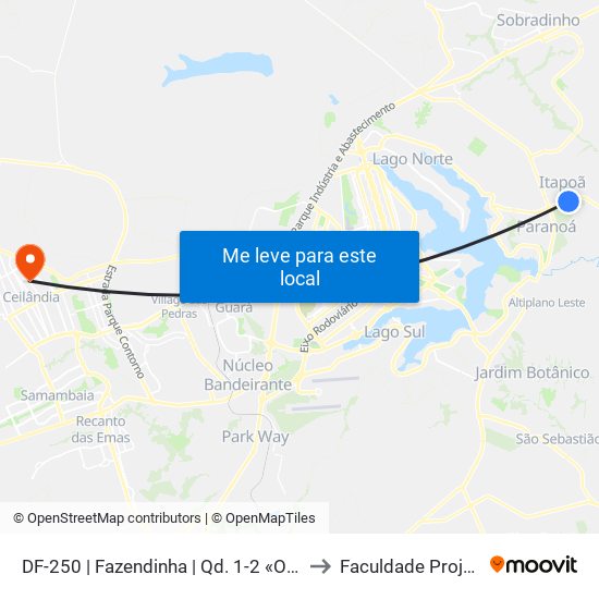 Df-250 | Fazendinha Qd. 1-2 «Lado Oposto» to Faculdade Projeção map