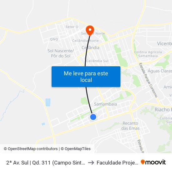 2ª Av. Sul | Qd. 311 (Campo Sintético) to Faculdade Projeção map