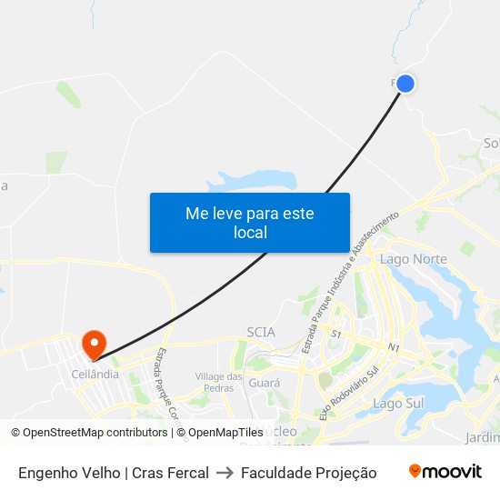 Engenho Velho | Cras Fercal to Faculdade Projeção map