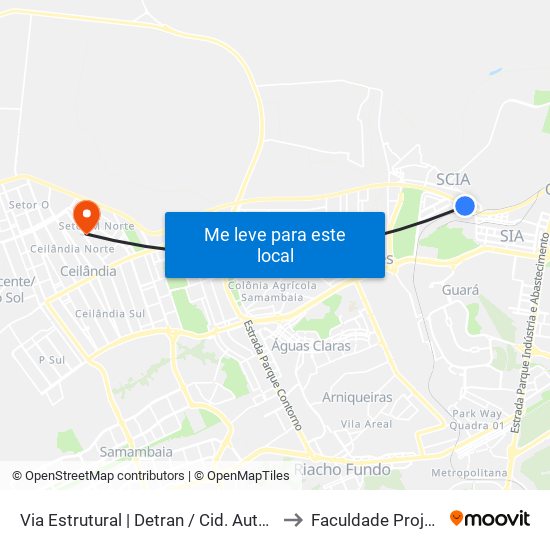 Via Estrutural | Detran / Cid. Automóvel to Faculdade Projeção map