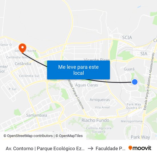 Av. Contorno | Parque Ecológico Ezechias Heringuer to Faculdade Projeção map