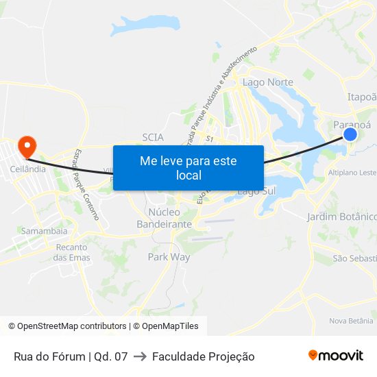 Rua do Fórum | Qd. 07 to Faculdade Projeção map