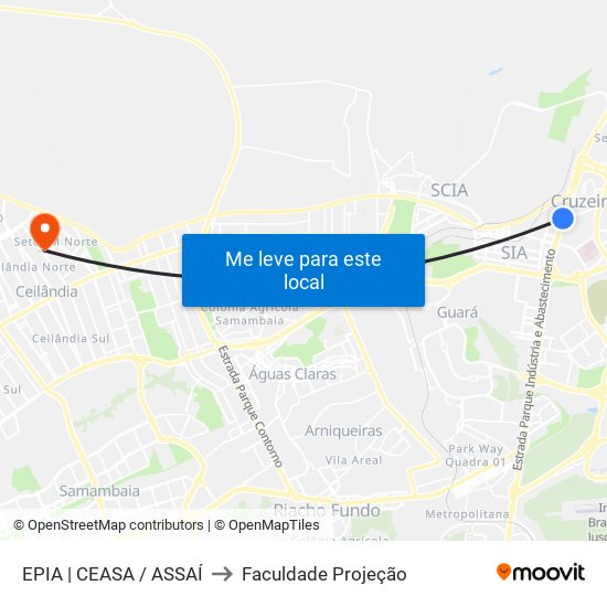 EPIA | CEASA / ASSAÍ to Faculdade Projeção map