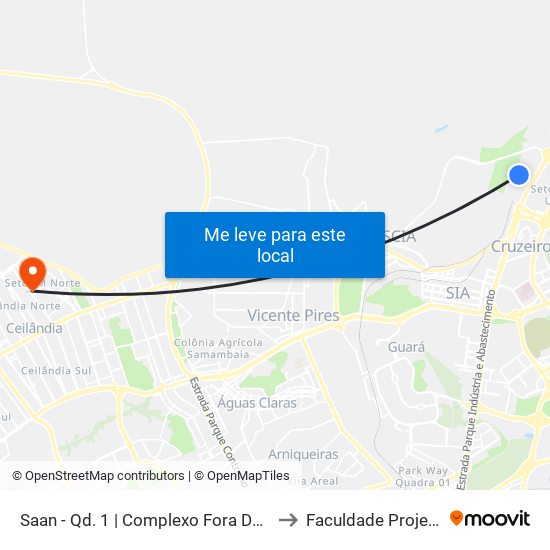 Saan - Qd. 1 | Complexo Fora Do Eixo to Faculdade Projeção map